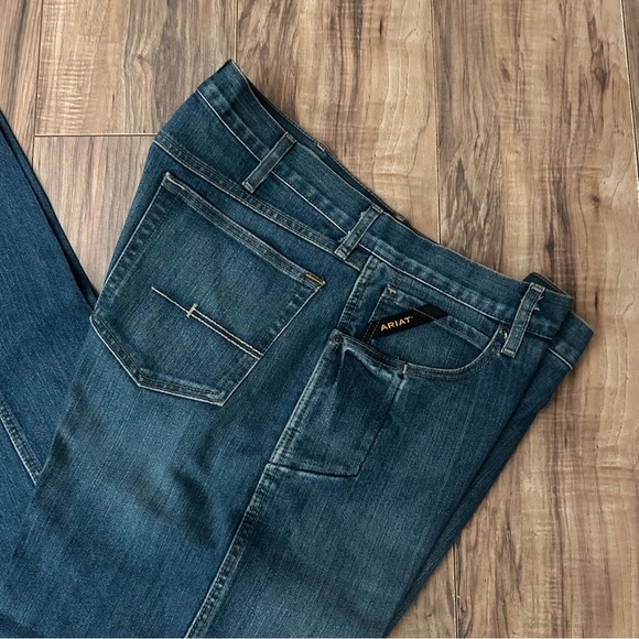 NWOT Heavy Starched Ariat Rebar M4 Men's Relaxed Bootcut Jeans • Size: 36x36 - Picture 2 of 9